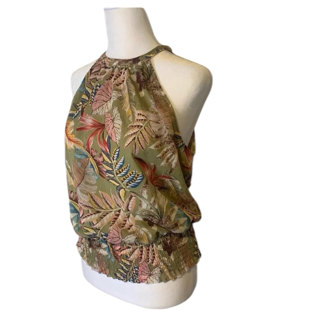 Joie Green and Orange Sleeveless Halter Blouse #77